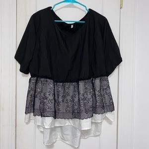 Black Lace Peplum shirt